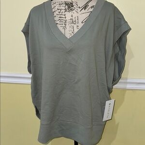 Athleta Green V-Neck Sweatshirt